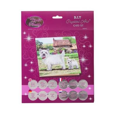 Craft Buddy crystal art kaart west highland terriërs 18x18 cm - thumbnail