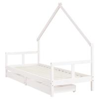 Kinderbedframe met lades 80x200 cm massief grenenhout wit - thumbnail