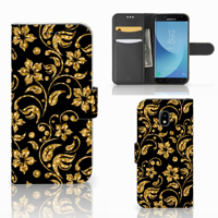 Samsung Galaxy J3 2017 Hoesje Gouden Bloemen - thumbnail