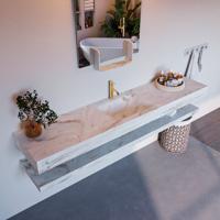 MONDIAZ ALAN-DLUX 200cm planchet Frappe. Vrijhangende wastafel CLOUD midden 1 kraangat, kleur Frappe. - thumbnail