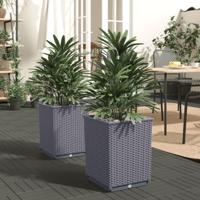 VidaXL Plantenbakken 2 st 30x30x37 cm polypropeen blauwgrijs - thumbnail