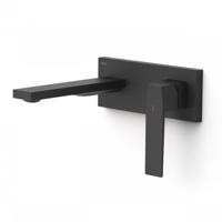 Wastafelmengkraan Inbouw Tres Slim Exclusive Rechte Uitloop en Hendel Mat Zwart - thumbnail