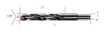 Beta Spiraalboren, korte uitvoering, schacht gereduceerd tot 13 mm HSS volledig geslepen gebruneerd 412A 19,00 - 004120218
