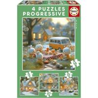 Progressieve puzzels - EDUCA - Rabbit City - 4 puzzels - 12 tot 25 stukjes - Voor kinderen - thumbnail