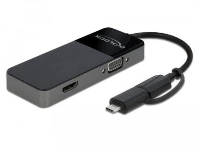 Delock 64085 USB 3.2 Gen 1-adapter naar 4K HDMI + VGA met splitterfunctie