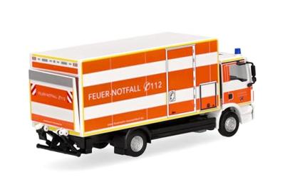 Herpa 098076 H0 Hulpdienstvoertuig MAN TGM koffervrachtwagen met laadwand „brandweer Duessin” Herpa 098076 H0 Hulpdienstvoertuig MAN TGM koffervrachtwagen met laadwand „brandweer Duessin”