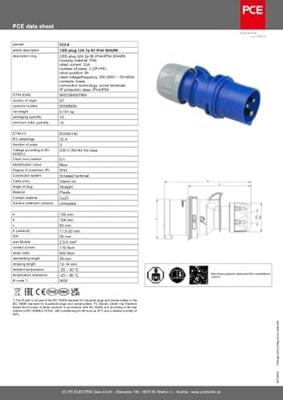 GP CEE 3P/32A/230V stekker blauw - 6313145