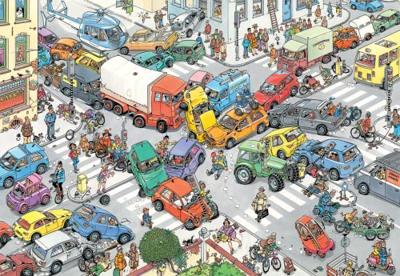 Jan Van Haasteren legpuzzel - traffic chaos, 3000st. Jan Van Haasteren legpuzzel - traffic chaos, 3000st.