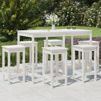 7-delige Tuinbarset massief grenenhout wit - thumbnail