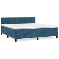 Boxspring met matras fluweel donkerblauw 160x200 cm - thumbnail