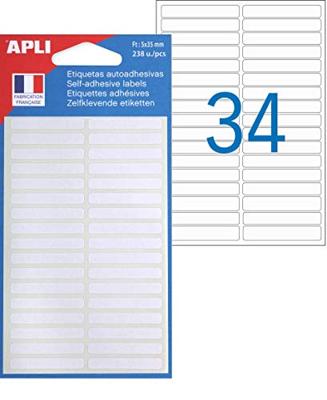 Agipa witte etiketten in etui ft 5 x 35 mm (b x h), 238 stuks, 34 per blad