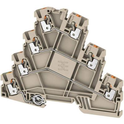 Weidmüller 2434340000 Doorgangsklem 3-etages 5.10 mm Push-In-klem, Steekaansluiting Donkerbeige 50 stuk(s)