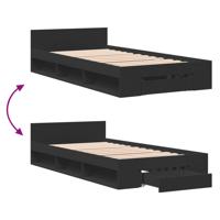 Bedframe met lades bewerkt hout zwart 150x200 cm - thumbnail