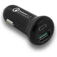 Ewent EW1356 Autolader 1x USB-C 1x USB-A Snellader - Zwart - thumbnail
