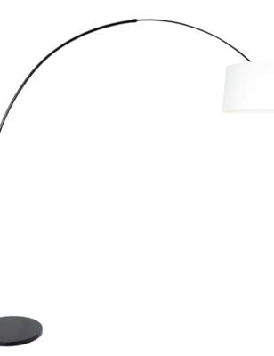 Steinhauer BooglampStresa zwart met wit linnen kap - 9829ZW