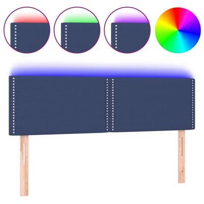 Hoofdbord LED 144x5x78/88 cm stof blauw