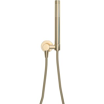 Wiesbaden UniMatch - Handdoucheset met Staafhanddouche - 1 stand - Doucheslang en Wandaansluitbocht - Geborsteld Messing