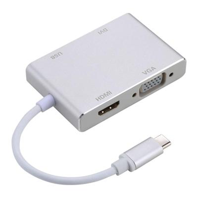 4-in-1 USB-C Hub / Type-C aan VGA & & HDMI & USB Adapter DVI, voor Galaxy S9 & S9 PLUS & S8 & S8 PLUS & Opmerking 8 / HTC 10 / Huawei Mate 10 & Mate 1