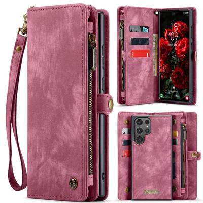 Caseme Samsung Galaxy S25 Ultra hoes - Vintage 2 in 1 portemonnee - Rood