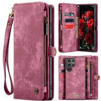 Caseme Samsung Galaxy S25 Ultra hoes - Vintage 2 in 1 portemonnee - Rood - thumbnail