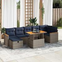 8-delige Loungeset met kussens poly rattan acacia bruin - thumbnail