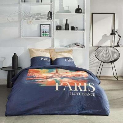 Beddengoedset - TODAY - JAVA - 2 personen - 240x220 cm - Katoen - Parijs print - Blauw
