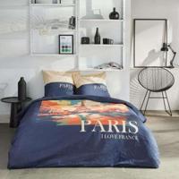 Beddengoedset - TODAY - JAVA - 2 personen - 240x220 cm - Katoen - Parijs print - Blauw - thumbnail