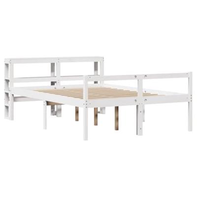 Seniorenbed met hoofdbord massief grenenhout wit 150x200 cm