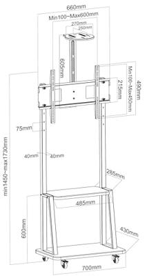 Techly ICA-TR33 flat panel vloer standaard 177,8 cm (70 ) Draagbare flatscreen vloerstandaard Zwart Techly ICA-TR33 flat panel vloer standaard 177,8 cm (70 ) Draagbare flatscreen vloerstandaard Zwart