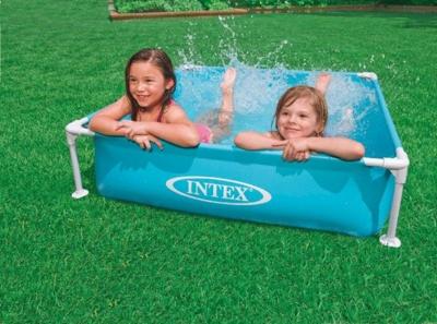 INTEX Pittig metalen zwembad - Vierkant - Turquoise