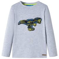 Kindershirt met lange mouwen dinosaurusontwerp 128 gemleerd grijs - thumbnail
