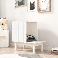 VidaXL Kattenhuis 60x36x60 cm massief grenenhout wit - thumbnail