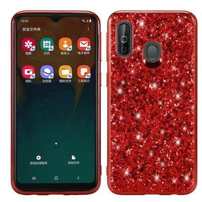 Glittery poeder schokbestendig TPU Case voor Galaxy A40 (rood) Glittery poeder schokbestendig TPU Case voor Galaxy A40 (rood)