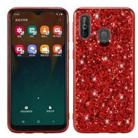 Glittery poeder schokbestendig TPU Case voor Galaxy A40 (rood) - thumbnail