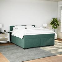 Boxspring met matras fluweel donkergroen 180x200 cm - thumbnail