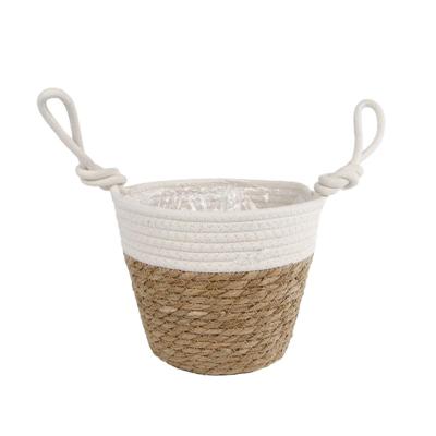 Rieten Plantenmand Blois 20x14x30 cm Naturel/Wit