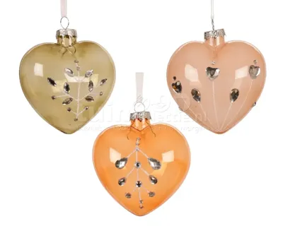 Kerstornament Hartje Glas Assorti 1st Kerstornament Hartje Glas Assorti 1st