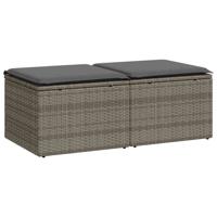 2-delige Loungeset met kussens poly rattan acacia grijs - thumbnail