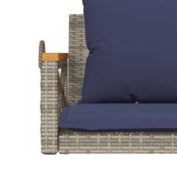 Schommelbank met kussens 109x62x40 cm poly rattan grijs - thumbnail