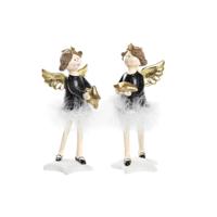 Kerstversiering DKD Home Decor Hars Engel (8 x 9 x 20 cm) (2 Stuks) - thumbnail