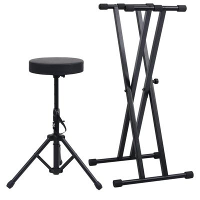 VidaXL Keyboardstandaard en -kruk dubbel versterkt zwart VidaXL Keyboardstandaard en -kruk dubbel versterkt zwart