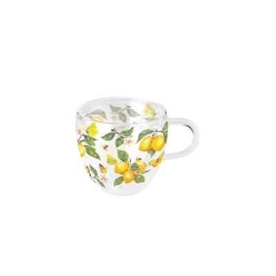 Dubbelwandig glas 0.2L fresh lemons wit