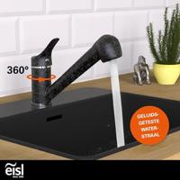 EISL keukenmengkraan granit met uittrekbare uitloop zwart-chroomkleur - thumbnail