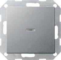 Gira drukvlakschakelaar wisselschakelaar met controlelamp aluminium - thumbnail