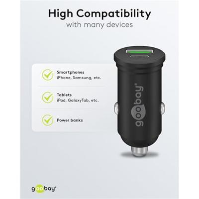 Goobay USB autolader USB-C en USB-A 12V-24V 3A zwart - 9540129