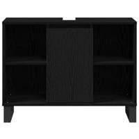 Badkamerkast Zwart eiken 80 x 33 x 60 cm Bewerkt hout - thumbnail