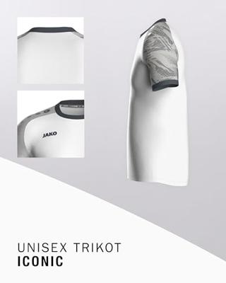 JAKO 4224 Shirt Iconic Km - Wit/Zachtgrijs/Antra Light - L