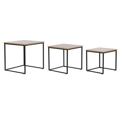 Set van 3 tafels DKD Home Decor Zwart Metaal 45 x 45 x 45 cm Hout MDF