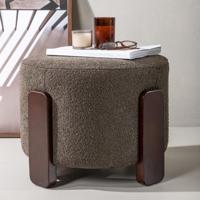 Nohr Hocker 'Zully' Bouclé, kleur Donkergrijs - thumbnail