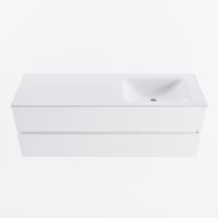 MONDIAZ VICA 140cm badmeubel onderkast Talc 2 lades. Wastafel CLOUD rechts zonder kraangat, kleur Talc. - thumbnail